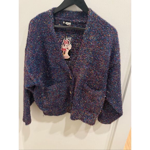 Disney For Macy's Women's Fuzzy Minnie Majorette Cardigan Multicolor Medium NWT - Picture 1 of 8